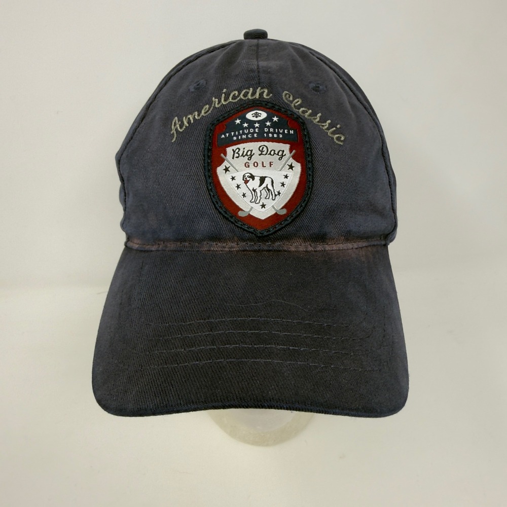 Vintage Big Dog Golf American Classic Baseball Hat Cap Blue‎ Leather Strap Back